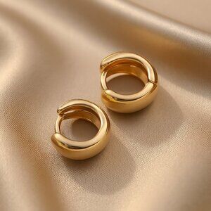 Minimalist Gold Huggie Hoop Earrings – Elegant Everyday Fashion Jewelry - 0.5"